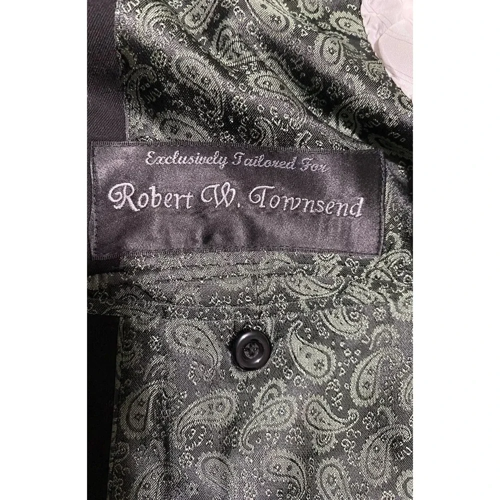 Bespoke Tailored Mens Suit Jacket Pants Black 3 Button 2XL Pants 48x26 Chest 50
